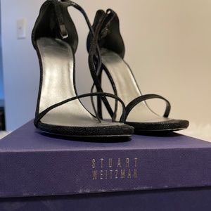 Stuart Weitzman Nudist US 11 Black Goosebump Napa leather